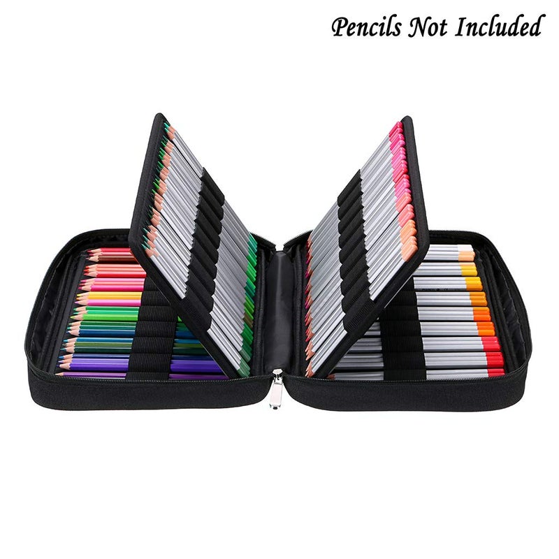 BTSKY Portable Colored Pencil Case - Colored Pencil Organizer Holds 166 Pencils or 112 Gel Pens Large Capacity Zippered Pencil Holder Gel pens (Black) - Image 5